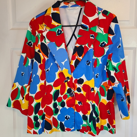 Erin London, Woman's Long Sleeve Blazer, Size: Large Color: Flower Pattern - Picture 2 of 16